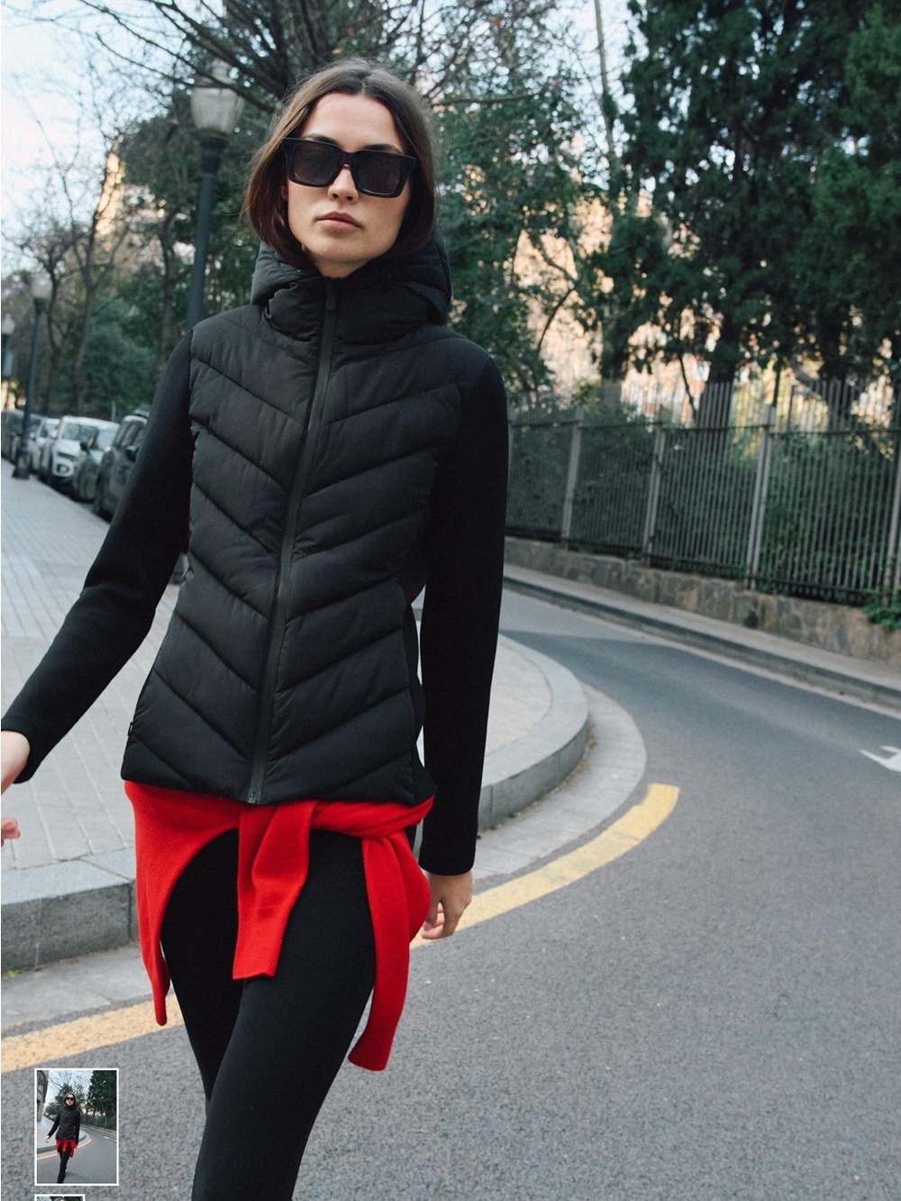 Zara Black Quilted Hooded Puffer Vest